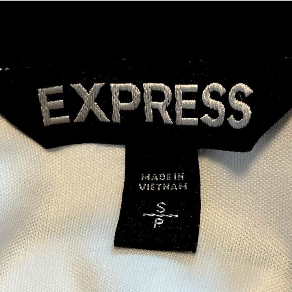 Express Chic Black & White Lightweight Striped-Down Dress - Picture 8 of 8